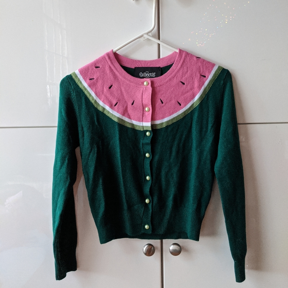 Modcloth/Collectif Watermelon Cropped Cardigan